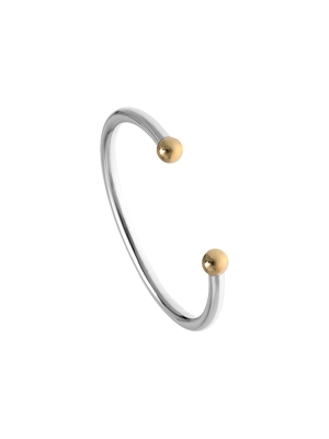 Silver Hand Made Torque Bangle with 9ct Yellow Gold Balls