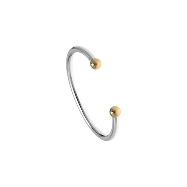 Silver Hand Made Torque Bangle with 9ct Yellow Gold Balls