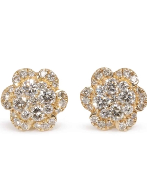 14ct Yellow Gold Flower Diamond Cluster Earrings