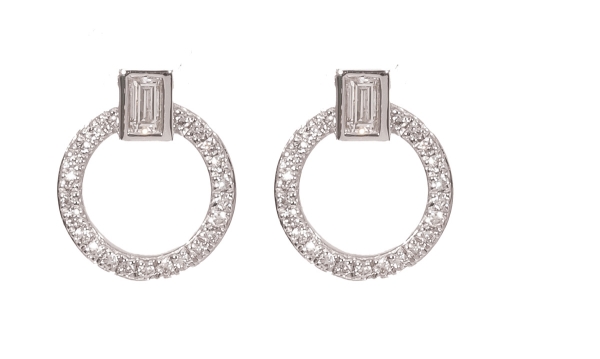 18ct White Gold Diamond Set Open Circle Stud Earrings