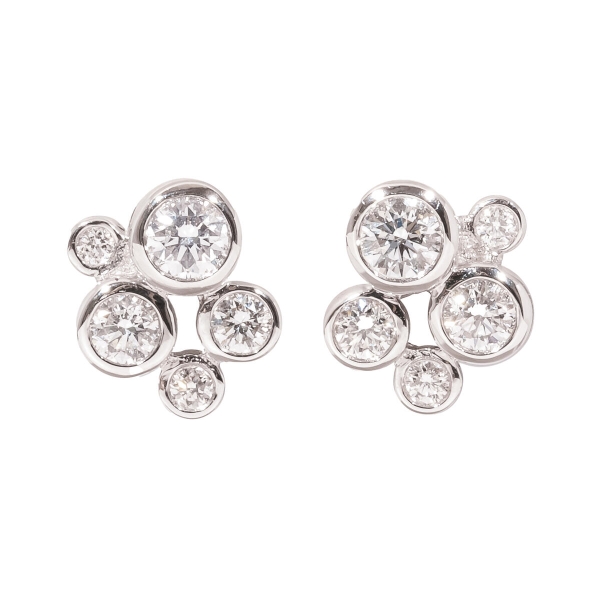 18ct White Gold Bubble Design Stud Earrings