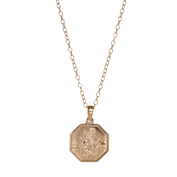 9ct Yellow Gold Octagonal St Christopher Pendant