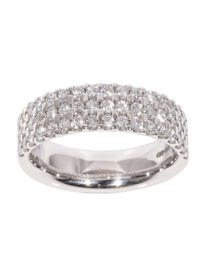 Platinum 3 Row Diamond Dress Ring