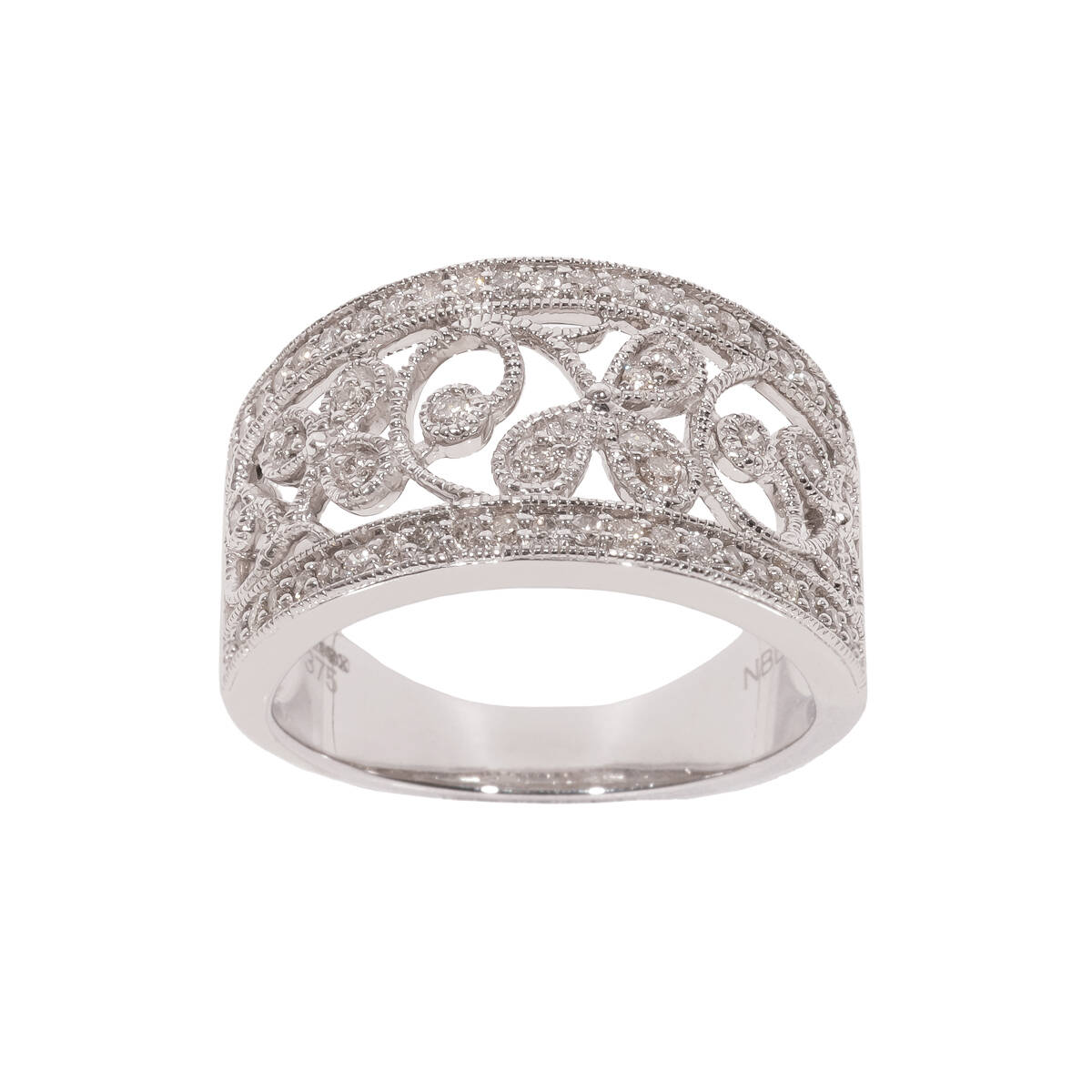 9ct White Gold Openwork Filigree Dress Ring