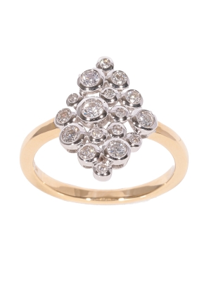 18ct Gold Diamond Cluster Bubble Ring