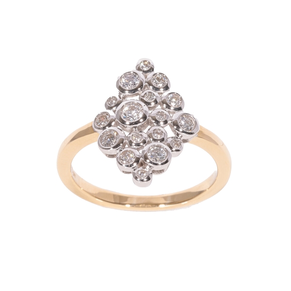 18ct Gold Diamond Cluster Bubble Ring