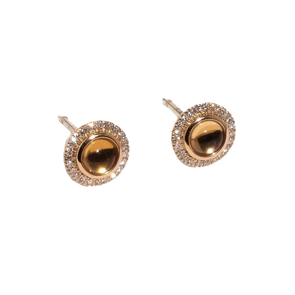 9ct Yellow Gold Citrine & Diamond Stud Earrings