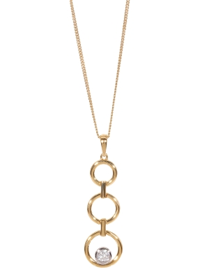 9ct Yellow Gold Graduated Circles Drop Pendant