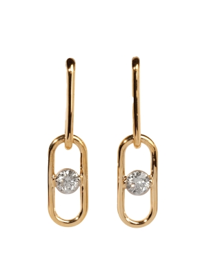 18ct Yellow Gold Paperclip Design Drop Earrings