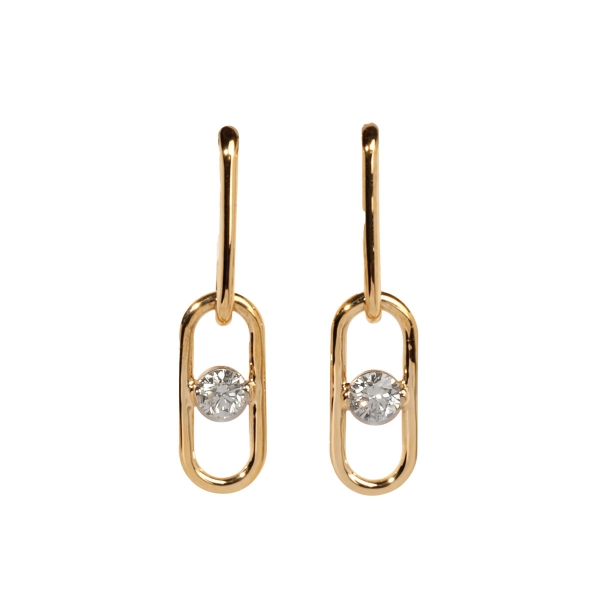 18ct Yellow Gold Paperclip Design Drop Earrings