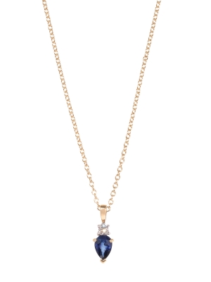 18ct Gold Pear Shape Sapphire & Diamond Pendant