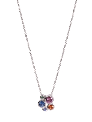 18ct White Gold Multi Sapphire Bubble Pendant