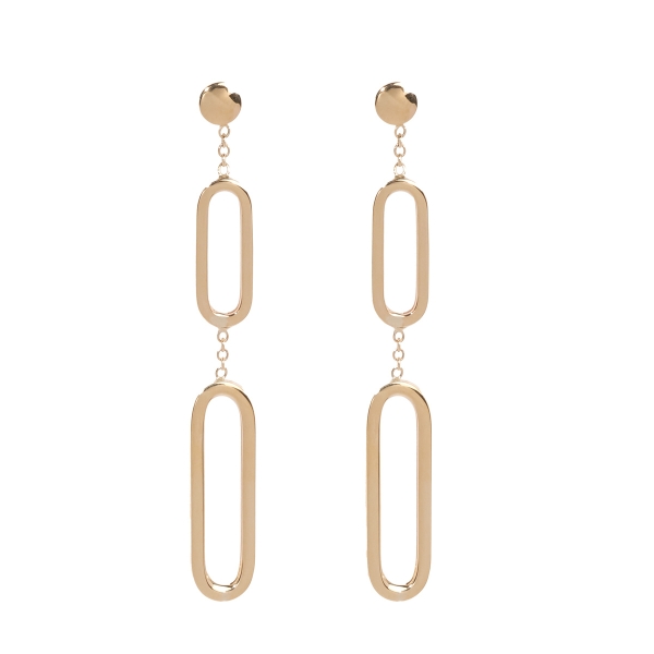 9ct Yellow Gold Oblong Link Drop Earrings