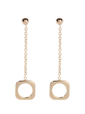 9ct Yellow Gold Square Link Chain Drop Earrings