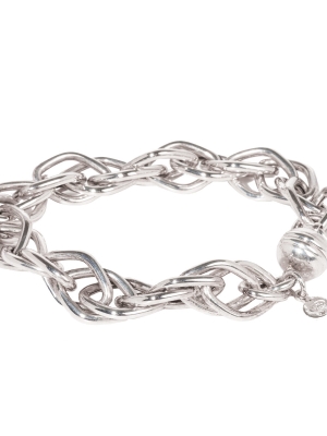 Silver Double Diamond Shape Interlinked Bracelet