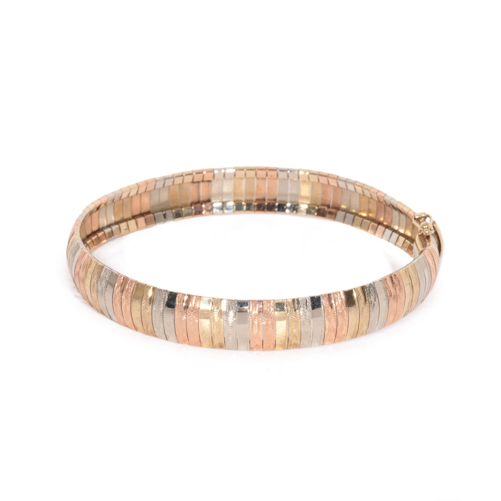 Pre Owned 9ct Three Colour Gold Bracelet