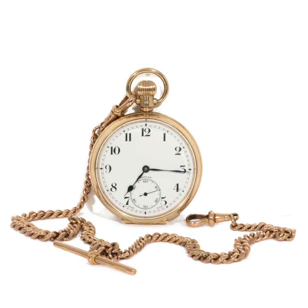 Pre Owned 9ct Gold Zenith Pocket Watch