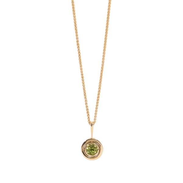 Pre Owned 18ct Gold Peridot Circle Pendant