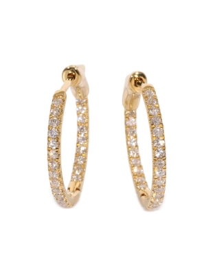 18ct Yellow Gold In-Out Diamond Set Hoop Earrings