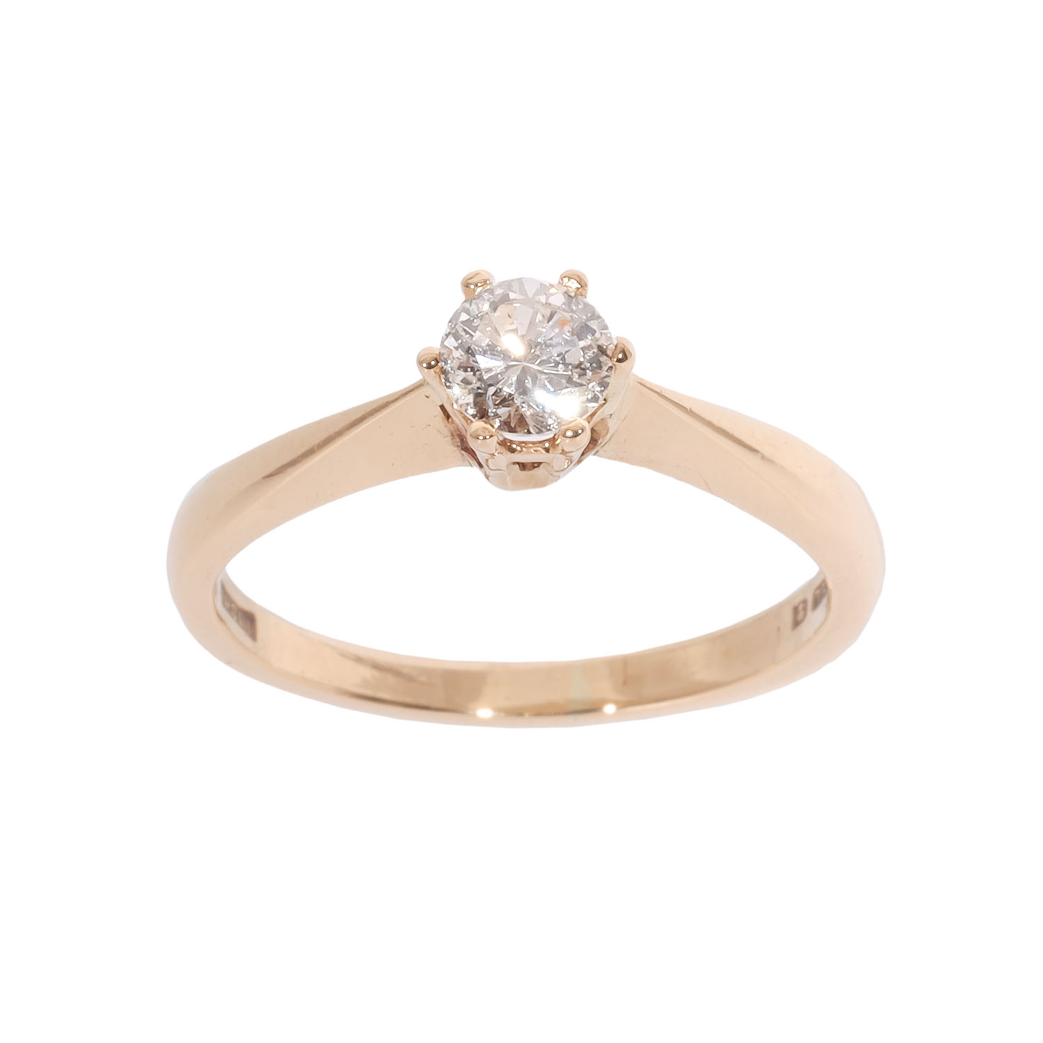 Pre Owned 18ct Gold 6 Claw Diamond Ring