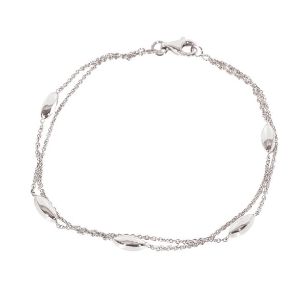 9ct White Gold Marquise Bead Bracelet