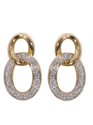 18ct Yellow Gold Pave Diamond Drop Earrings