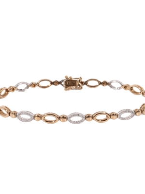 9ct Yellow & White Gold Oval Diamond Set Bracelet