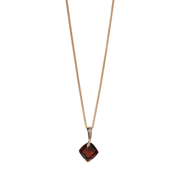 9ct Yellow Gold Garnet & Diamond Pendant