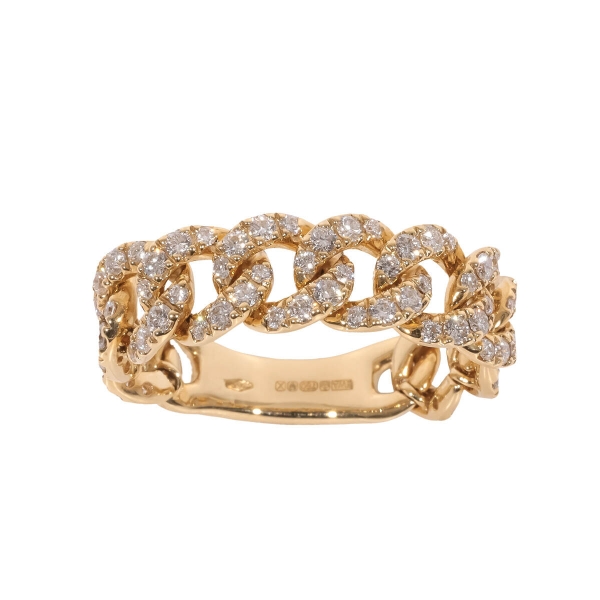 18ct Yellow Gold Loose Chainlink Diamond Set Ring