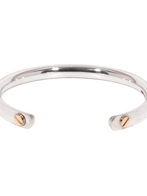 Gents Silver D Shape Torque Bangle