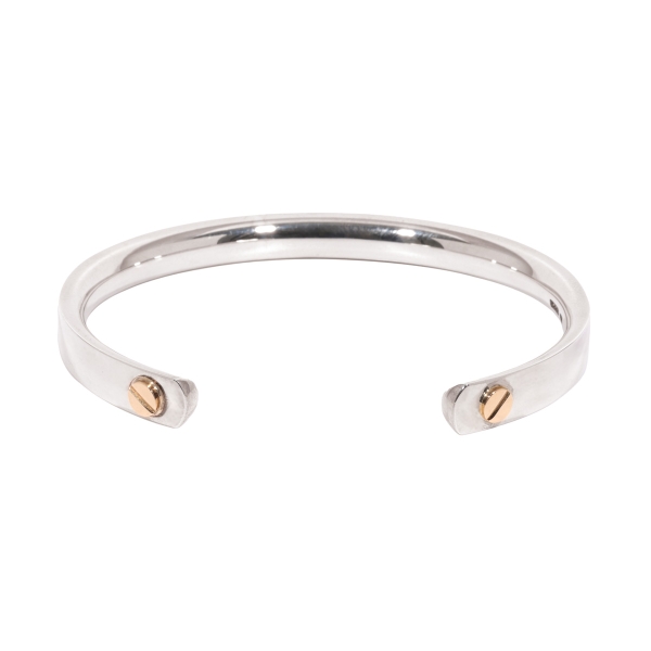 Gents Silver D Shape Torque Bangle