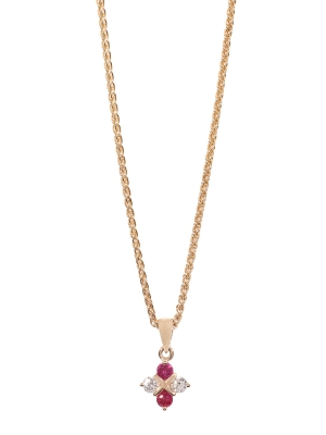 9ct Yellow Gold Ruby & Diamond Pendant