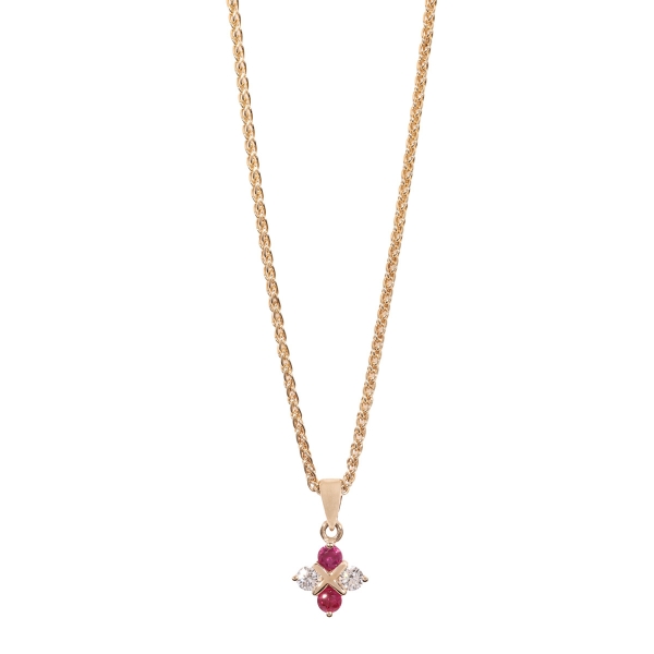 9ct Yellow Gold Ruby & Diamond Pendant