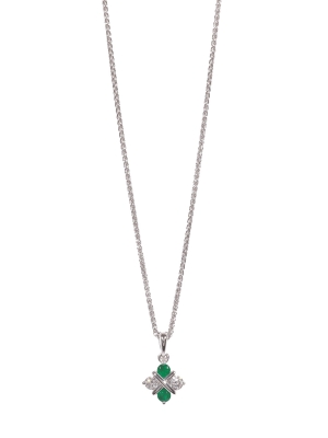 9ct White Gold Emerald & Diamond Pendant