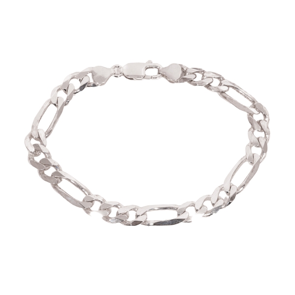 Silver Wide Figero Chain Bracelet