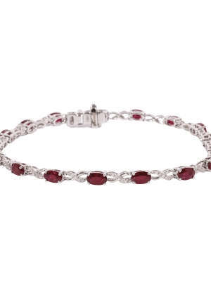 18ct White Gold Ruby & Diamond Bracelet