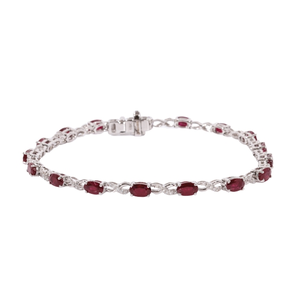 18ct White Gold Ruby & Diamond Bracelet