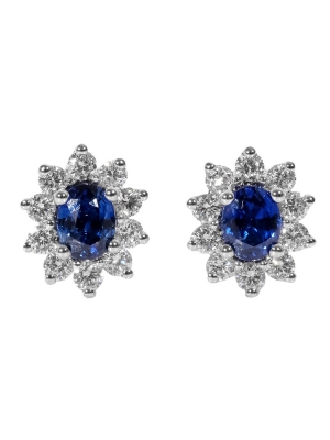 18ct White Gold Sapphire & Diamond Stud Earrings