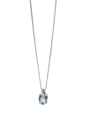 9ct White Gold Aquamarine & Diamond Pendant