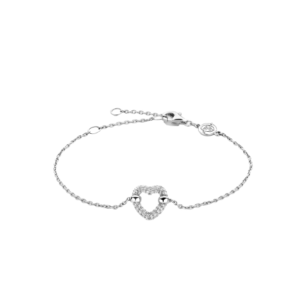 Silver Ti Sento Pave CZ Set Open Heart Bracelet