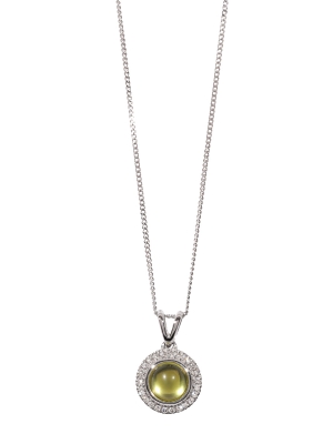 9ct White Gold Peridot & Diamond Pendant