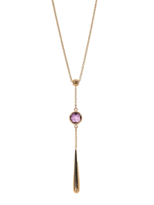 9ct Yellow Gold Amethyest Drop Pendant