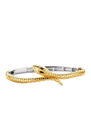 Silver Vermail Ti Sento CZ Set Snake Bangle