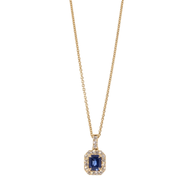 18ct Yellow Gold Sapphire & Diamond Pendant