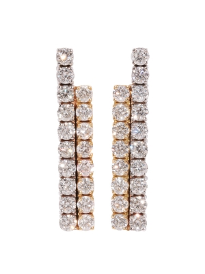 18ct Yellow & White Gold Skye Diamond Line Earrings