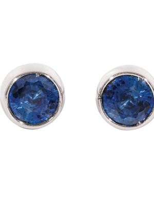 9ct White Gold Sapphire Stud Earrings