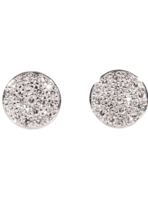 9ct White Gold Pave Diamond Stud Earrings