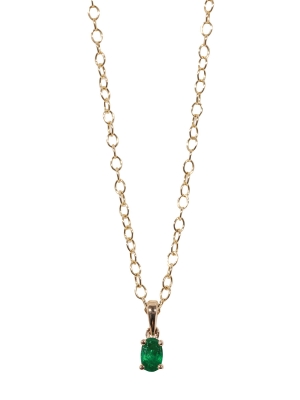 9ct Yellow Gold Oval Emerald Pendant