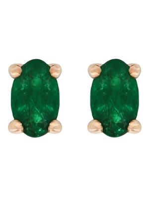 9ct Yellow Gold Oval Emerald Stud Earrings