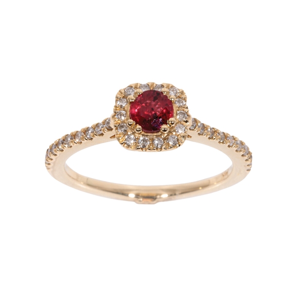 Pre Owned 14ct Yellow Gold Ruby & Diamond Ring